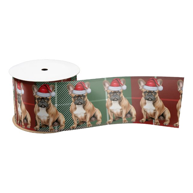 Ruban En Satin French Bulldog Holiday Plaid Funny Dog Christmas (Bobine)