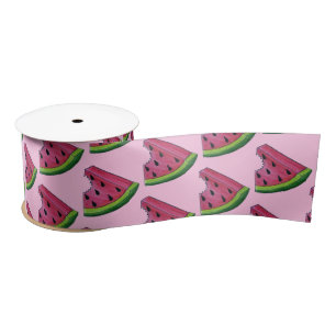 Ruban En Satin Fruit de melon de melon de melon vert rose