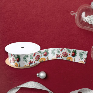 Ruban En Satin Fruits d'agrumes colorés Noël Cookies Motif
