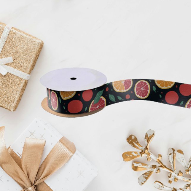 Ruban En Satin Fruits d'agrumes cool Pamplemousse rouge Motif ora (Créateur téléchargé)