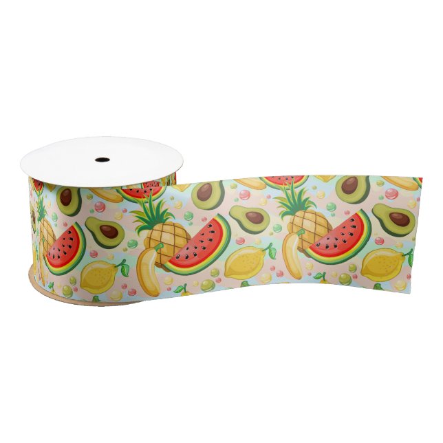 Ruban En Satin Fruits d'été frais Motif (Bobine)