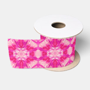 Ruban En Satin Fuchsia et Pastel Pink Tie Dye Motif