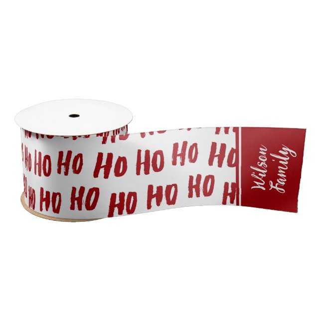 Ruban En Satin Fun Ho Ho Ho Texte Rouge Fête Motif Noël (Bobine)
