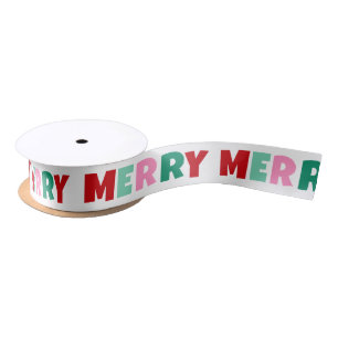 Ruban En Satin Fun moderne Coloré Joyeux Typographie Noël
