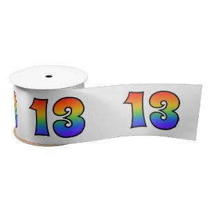 Ruban En Satin Fun, Rainbow Motif "13" Numéro d'événement (Gre