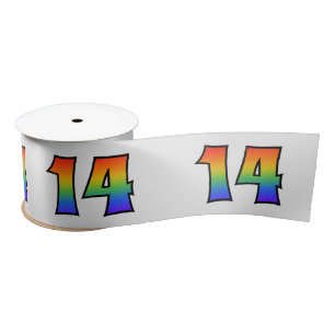 Ruban En Satin Fun, Rainbow Motif "14" Numéro d'événement (Gre