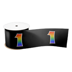 Ruban En Satin Fun, Rainbow Motif "1" Numéro d'événement (noir)