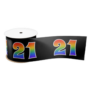 Ruban En Satin Fun, Rainbow Motif "21" Numéro d'événement (noir)