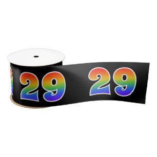 Ruban En Satin Fun, Rainbow Motif "29" Numéro d'événement (noir)