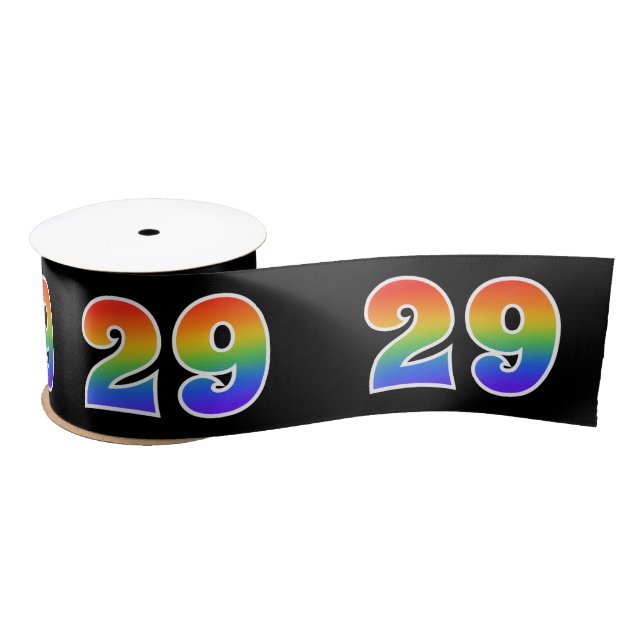 Ruban En Satin Fun, Rainbow Motif "29" Numéro d'événement (noir) (Bobine)
