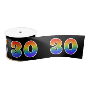 Ruban En Satin Fun, Rainbow Motif "30" Numéro d'événement (noir)