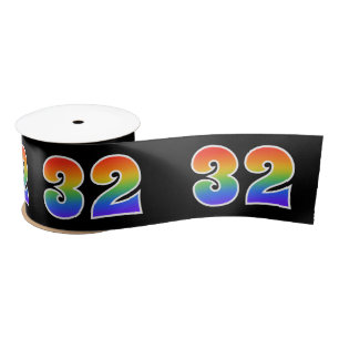 Ruban En Satin Fun, Rainbow Motif "32" Numéro d'événement (noi