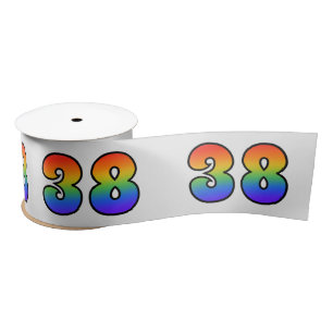 Ruban En Satin Fun, Rainbow Motif "38" Numéro d'événement (Grey)