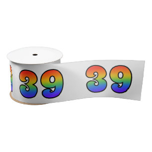 Ruban En Satin Fun, Rainbow Motif "39" Numéro d'événement (Grey)