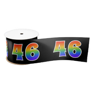 Ruban En Satin Fun, Rainbow Motif "46" Numéro d'événement (noir)