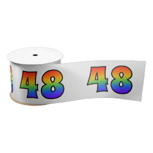 Ruban En Satin Fun, Rainbow Motif "48" Numéro d'événement (Grey)