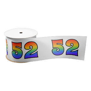 Ruban En Satin Fun, Rainbow Motif "52" Numéro d'événement (Grey)