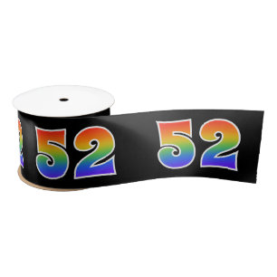Ruban En Satin Fun, Rainbow Motif "52" Numéro d'événement (noir)