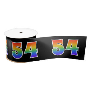 Ruban En Satin Fun, Rainbow Motif "54" Numéro d'événement (noir)