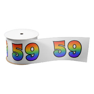 Ruban En Satin Fun, Rainbow Motif "59" Numéro d'événement (Grey)
