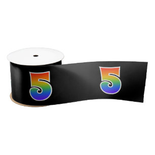 Ruban En Satin Fun, Rainbow Motif "5" Numéro d'événement (noir)