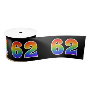 Ruban En Satin Fun, Rainbow Motif "62" Numéro d'événement (noir)