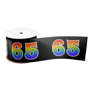 Ruban En Satin Fun, Rainbow Motif "65" Numéro d'événement (noir)
