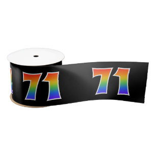 Ruban En Satin Fun, Rainbow Motif "71" Numéro d'événement (noir)
