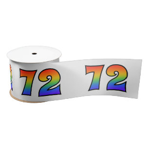 Ruban En Satin Fun, Rainbow Motif "72" Numéro d'événement (Grey)