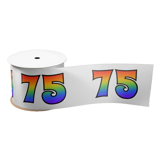Ruban En Satin Fun, Rainbow Motif "75" Numéro d'événement (Grey) (Bobine)
