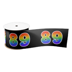 Ruban En Satin Fun, Rainbow Motif "89" Numéro d'événement (noir)