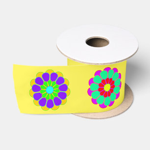 Ruban En Satin Funky Flower Power Bloom I II III + votre texte