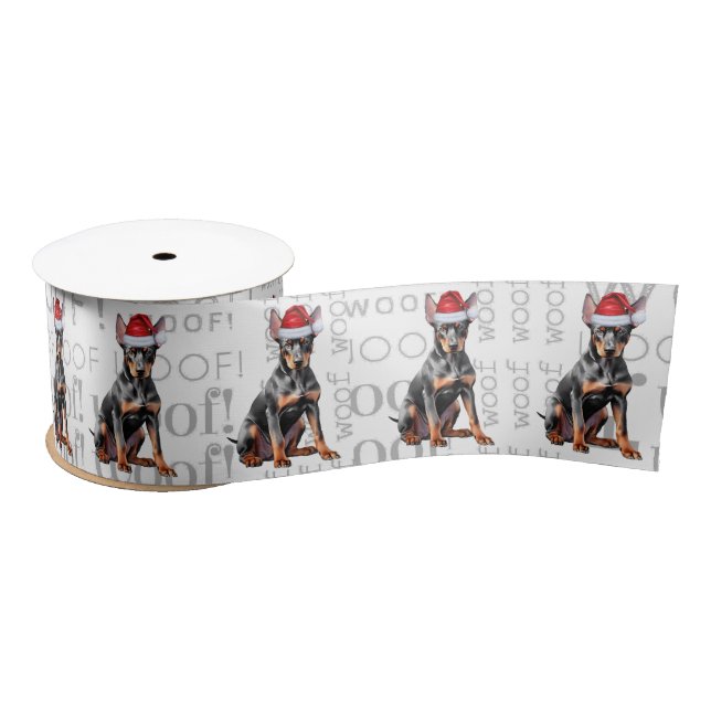 Ruban En Satin Funny Doberman Pinscher Santa Dog  (Bobine)