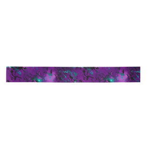 Ruban En Satin Galaxie Marbre Violet et Sarcelle à l'aquarelle