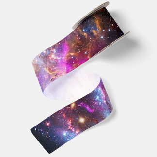 Ruban En Satin Galaxie spirale vibrante et motif spatial de nébul