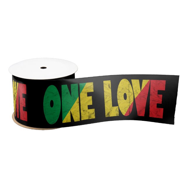 Ruban En Satin Gâteau de Mariage One Love Rasta Reggae (Bobine)