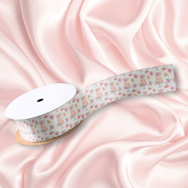 Ruban En Satin Gâteau rose superposé motif de gâteau de douche de (Créateur téléchargé)