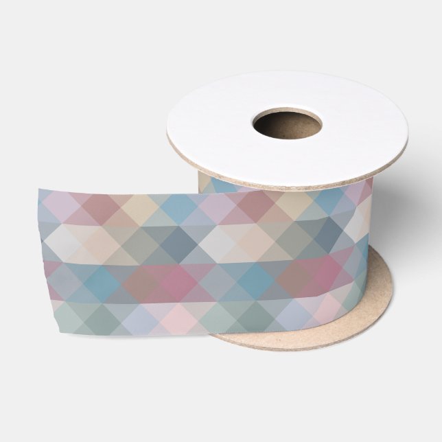 Ruban En Satin géométrique pastel coloré (Bobine)