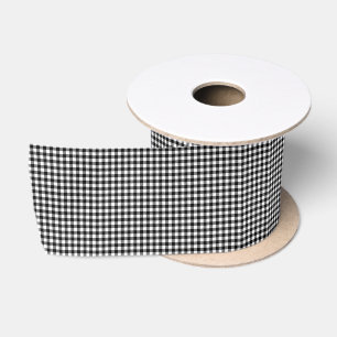 Ruban En Satin Gingham Noir Vintage Campagne Rustique