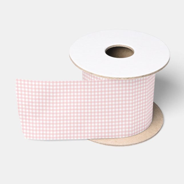 Ruban En Satin Gingham Rose Vintage Campagne Rustique  (Bobine)