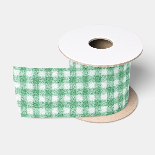 Ruban En Satin Gingham vert menthe  (Bobine)