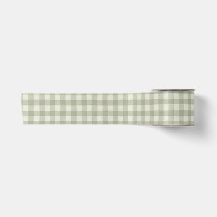 Ruban En Satin Gingham Vert Sauge