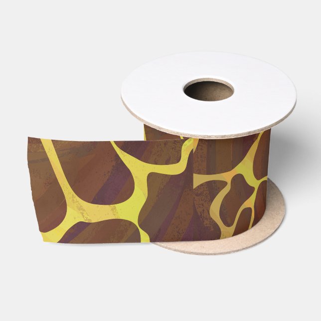 Ruban En Satin Giraffe Brown et jaune (Bobine)
