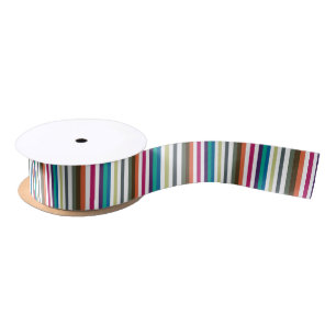 Ruban En Satin Girly Bold Rainbow Big Horizontal Stripes Motif