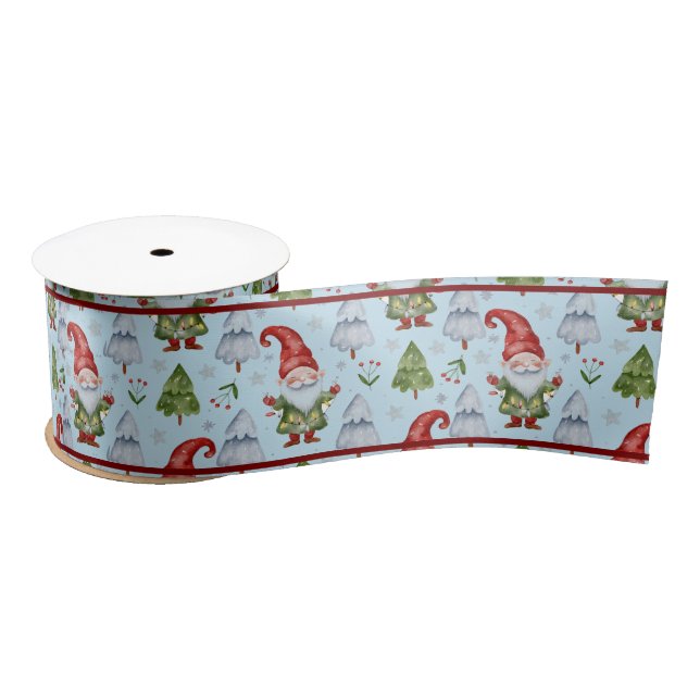 Ruban En Satin Gnome pour Noël Enveloppement cadeau bleu Aquarell (Bobine)
