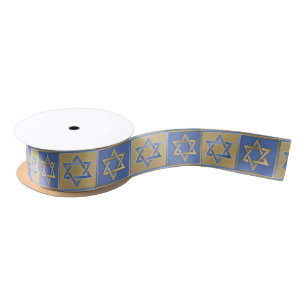 Ruban En Satin Gold Blue Star de David Art Panels