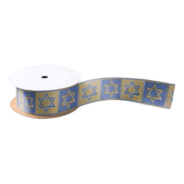 Ruban En Satin Gold Blue Star de David Art Panels (Bobine)