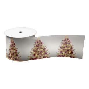 Ruban En Satin Gold Burgundy Arbre de Noël Holiday Satin Ruban