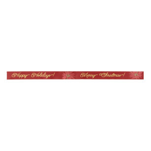 Ruban En Satin Gold Joyeux Noël Script Calligraphie rouge