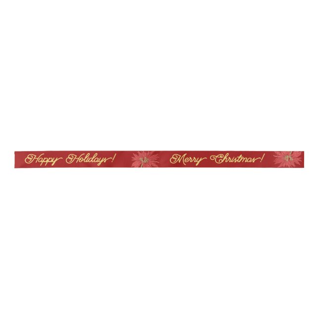 Ruban En Satin Gold Joyeux Noël Script Calligraphie rouge (Devant)